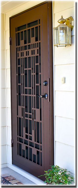 brown wooden security door