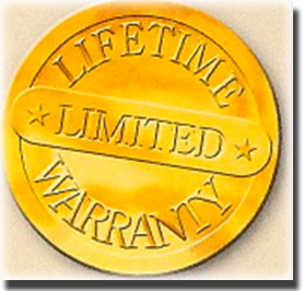 gold circle logo that says lifetime limited warranty