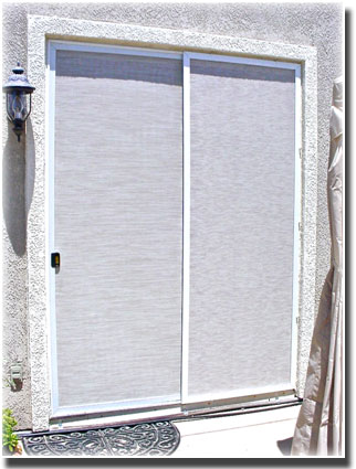 Stucco Sliding Glass Door Solar Screen on window