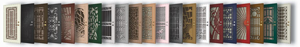 Image of several different styles of security screen doors 
