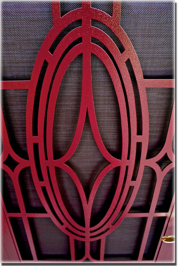 Red circular design of security door