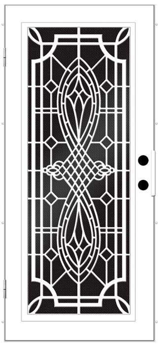 Black and White Drawing of door this design is two opposing ovals with border