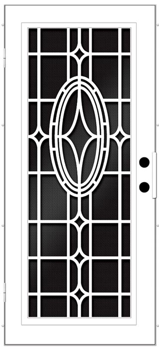 Black and White Screen Door Design with oval design in middle