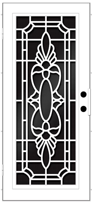 Black and White Drawing of screen door this design mirroring patterns