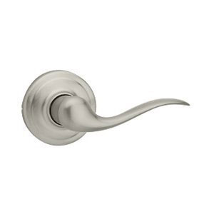 Silver door knob in lever style