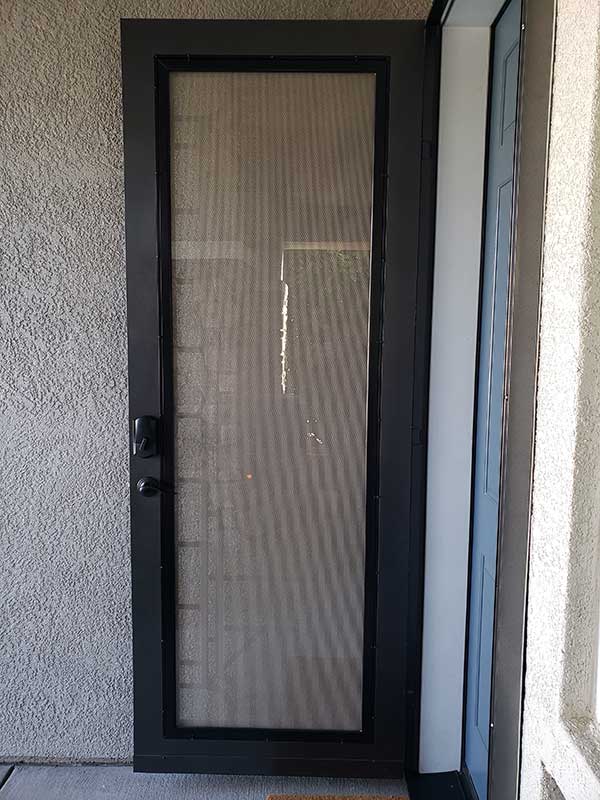 Front door of home with glass insert added to it